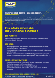 Pre Sales Engineer Information Security Just In Time Group